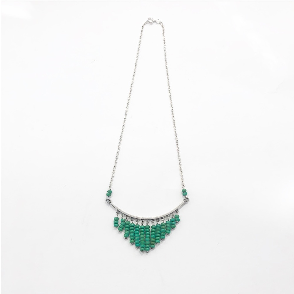 ARTISAN BOHO GREEN & SILVER NECKLACE